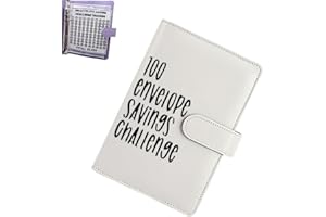 RABLUE 100 Envelope Challenge Binder, 100 Saving Challenge Binder with Cash Envelopes, Easy and Fun Way to Save $5,050, Budget Binder Planner Book for Budget Planners and Money Savers (White)