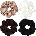 4 Pack Large Satin Scrunchies for Women Thick Hair, Oversized Scrunchy Extra Big Ponytail Holders Hair Accessories