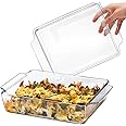 Rectangular Casserole Dish with Lid, 24x20x6cm 2L Lasagne Dishes for Oven, Glass Casserole for Two Person, Microwaveable, Oven Proof
