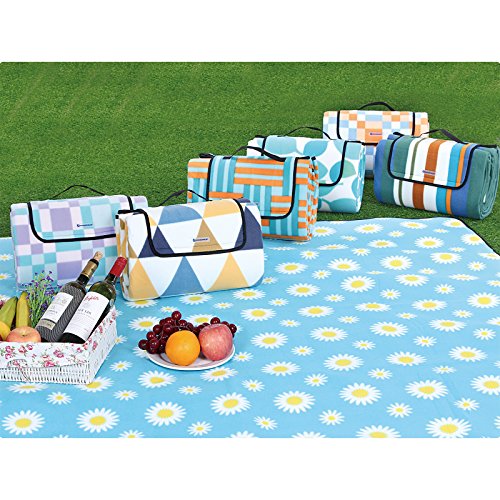 SONGMICS 200 x 200 cm XXL Picknickdecke Fleece wärmeisoliert wasserdicht mit Tragegriff GCM74J – Bild 3