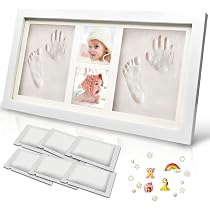 Cadre Photo Bébé DEARBAG - 12 Mois + Empreintes Mains/pieds - Souvenir Première Année - Cadeau Nouveau-né