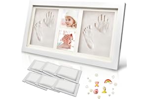TENQUAN Kit de Cadre Photo Mains et Empreintes de Pieds de BéBé Avec 6 Paquets D'Argile – Souvenir MéMorable pour Nouveau-Né, FêTe PréNatale, Cadeaux D'Anniversaire