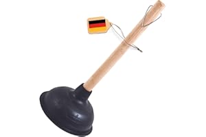 Novaliv Ventouse de 140 mm de diamètre - Ventouse WC avec manche en bois - Diamètre : 14,5 cm - Idéal comme bonde pour bonde bouchée Pumpfix