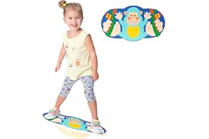 ‎YOSAMY Balance Board Kinder, Balance Board Holz, Wackelbrett, Balancieren Kinder Indoor, Fördert Gleichgewichtssinn und Konzentration, Affenmuster