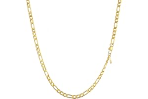 PROSTEEL Collier Chaîne Figaro en Acier Inoxydable/Plaqué Or pour Femme Homme, Chaîne Maille Alternée 3 en 1 de 4mm/6mm/9mm/13mm de Large, Longueur de 36cm/46/51/55/61/66/71/76cm