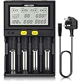 18650 Battery Charger,MiBOXER Smart Universal 4-Bay Charger, Automatic LCD Display,Fast Charging Rechargeable Li-ion LiFePO4 