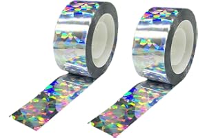 2 Rolls Holographic Bird Scare Tape - 164ft x 0.98in Reflective Ribbon | Ou | 2-Roll Bulk Set (328ft / 100m Total Length X 0.98 Inch / 2.5 Cm Width), High-Reflectivity Durable PET Material (41g/Roll), Do