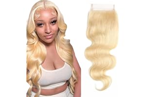 Evaxilc #613 Blonde 4x4 Lace Closure 8A Grade Body Wave Top Lace Closure 100% Unprocessed Brazilian Virgin Parrucca Capelli Veri Extension Pre Plucked Natural Hairline For Women 20 Inch