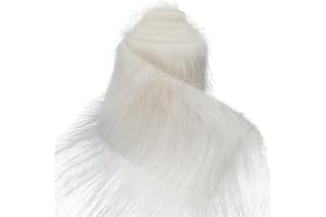 DOIOVE Tissu en fausse fourrure pour l'artisanat Blanc, Peluche artisanale hirsute 5 x 170 cm pour bricolage barbe de Père Noël/Gnome, Fursuit, Costume de Cosplay d'Halloween de Noël fait à la main