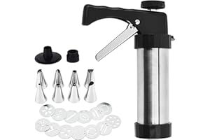 Bugucat Spremiagrumi per Biscotti e Pasticceria, per Realizzare Biscotti Fai da Te, con 13 Stencil e 8 ​Beccucci per Torte, Presse per Biscotti Pistola Sparabiscotti, Pressa per Biscotti Macchina