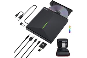 ORIGBELIE Masterizzatore DVD Esterno con 4 Porte USB e 2 Slot per Schede TF/SD, USB 3.0 Lettore CD Esterno per PC Portatile Laptop Desktop MacBook Windows 11/10/8/7 Vista Linux Mac OS, con Scatola