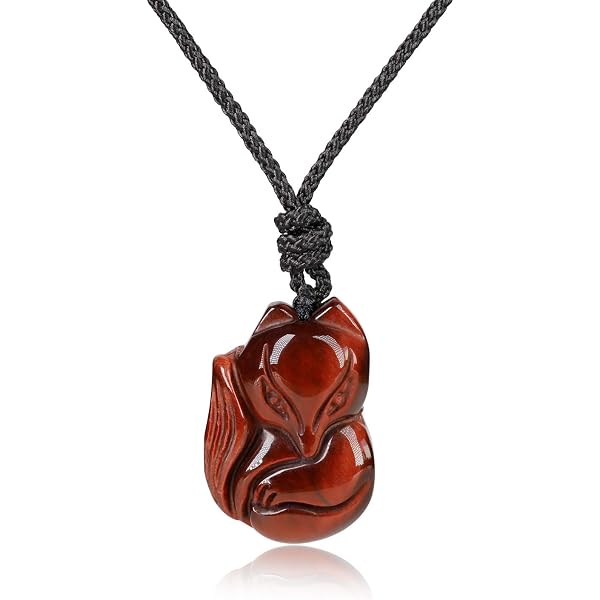 Collana Ciondolo Volpe In Ossidiana Nera, Pietra Naturale, Per Uomo E Donna, Catena Regolabile Con Perline, Amuleto Portafortuna, Regalo Lui Lei