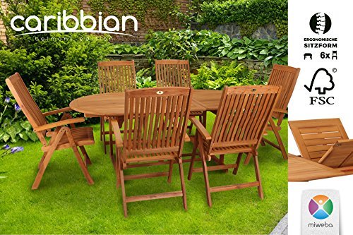 Sitzgruppe Belmont Gartenset Sitzgarnitur 6 Personen Holz Gartenmöbel Gartengarnitur Tisch