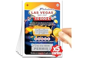 MIMI GRANDIT Annonce obtention permis de conduire, Lot de 5 cartes à gratter, Jeux de grattage pour annoncer à vos proches que vous avez eu votre permis