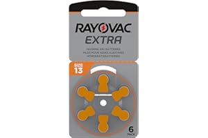 Rayovac Acoustic Zinc Air Hearing Aid Batteries, Size 13 AU, Orange Tab, Pack of 60