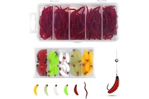 UHETLET Señuelos de Pesca Suave, 350Uds Cebos Artificiales para Pesca Trucha y Luciano, Gusanos para Pescar Realistas, Lombrices Blandas para Agua Dulce y Salada, Accesorios para Pescar en Hielo o Mar