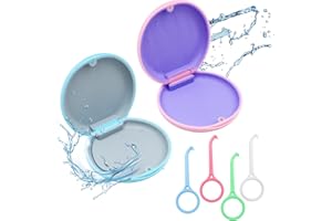 Scettar 2 Pezzi Porta Dentiera, Porta Apparecchio Denti, Apparecchi Magnetici Porta Protesi Dentale per Dentiere con 4 Rimuovitori di Apparecchi Ortodontici (Rosa + Blu)
