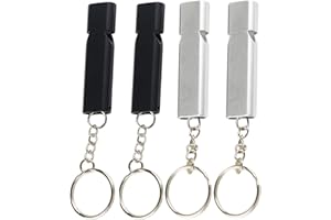 QGH 4 Pcs Emergency Survival Whistles for Hiking Camping: 120dB Loud Double Tubes Whistle - Safety whistles with Keychain - Ideal for Outdoor Boating, Backpacking Sports, Dog Training, Emergency Rescue