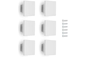 Poliplast – Set da 6 Pomelli, Design a quadrato, per Cucina, Armadio e Cassetti, per Bambini, Verniciato a mano, Colore Bianco, Art. 22q