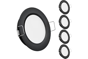 Obeaming 4 x Foco Empotrable Led Techo 12V Autocaravana Downlight Regulable Redondo Downlight para Autocaravana Camper Caravana Barco Furgo Baño Cocina Iluminación Interior, Blanco cálido 215lm(Negro)