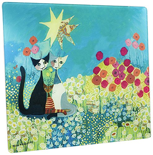 WENKO 2712911500 Multi-Platte Rosina Wachtmeister - für Glaskeramik Kochfelder, Schneidbrett, Gehärtetes Glas, 50 x 0.5 x 56 cm, Mehrfarbig