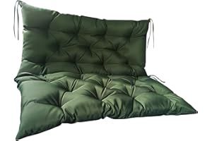 Yuly Ultra Thick Garden Bench Seat Cushion with Backrest,Sofa Seat Pad Cover,Outdoor Indoor Bench Swing Waterproof Mattress for 2-3 Seater-150x50x50cm-Green