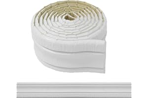 WADILE Bordo Adesivo in Schiuma per Cucina e Bagno – Modanatura Adesiva Impermeabile, Greca Adesiva Minimalista per Decorazione di Interni, Cornice e Battiscopa Autoadesivo per Pareti Bianco