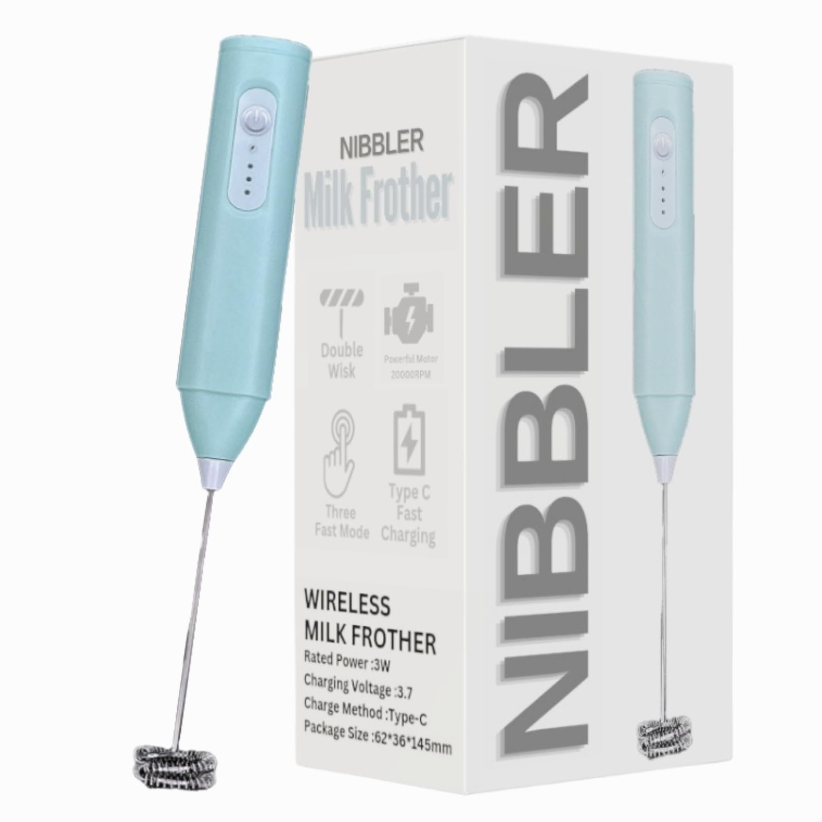 Nibbler Home Rechargeable Milk Frother & Coffee Whisker with Dual Spring Technology | 1 Year Replacement Warranty | Easy Stor