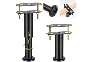 TOKSEO Lot de 2 pieds de lit réglables en hauteur de 18 à 32 cm - Pièces de rechange - Barre centrale en acier avec caoutchouc antidérapant - Pieds de lit stables et silencieux pour meubles