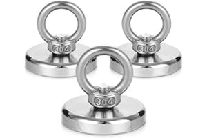 Toaren 3 Pezzi Magneti Neodimio, Diametro 42 mm, Capacità di Carico 50 kg, Magnete ad Anello Potente per Pesca Magnetica e Salvataggio Fluviale