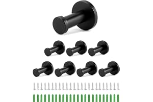 QWORK® 8 stycken klädkrokar svart, 55 mm klädhängare, kökskrokar, rostfritt stål, för badrum, kök, arbetsrum