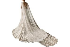 GUMEI Velo de Novia Mujer, Tul, Catedral, hasta el Suelo, Capas de Boda, Hombro, joyería de Cristal de imitación, Apliques Florales, Capa Larga para Novia