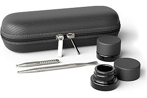 JCASE Dabbing Tool Set 2 x Titan Dabber Tool for Oil Cera Concentrado Dab Colofonia Resina Herramientas Incluye 2 recipientes de cera de cristal de 5 ml en negro Travelkit