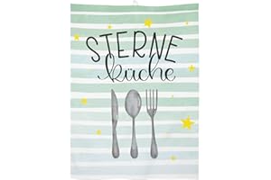 ‎GRUSS & CO GRUSS & CO Geschirrtuch Motiv "Sterneküche" | Baumwolle, 60 cm x 45 cm, farbiger Motivdruck | Geschenk, Küche, Kochen, Grillen | 47105