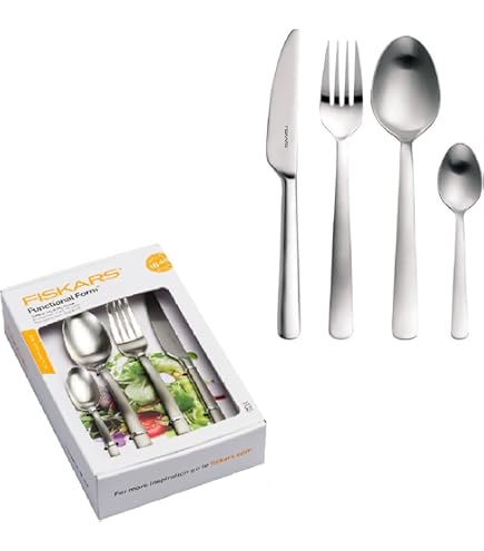 Fiskars Functional Form Set Posate Da Portata 2 Pezzi In Acciaio Inox - Cucchiaio E Mestolino Con Impugnatura Ergonomica, Design Finlandese, 30 Cm, 1002959
