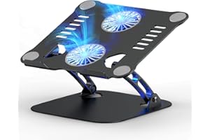 LPUNCD Laptop Ständer mit Lüfter, Aluminium Höhenverstellbare Belüfteter Laptop Halterung, Notebook Ständer Kompatibel mit MacBook, Laptop (10-17"), Schwarz