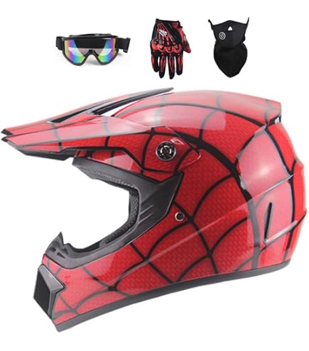 Casque Motocross Enfant Avec Lunettes, Masque Et Gants - Homologué DOT Pour Quad, Dirt Bike, VTT