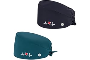 yolzhxe 2 Pezzi Cuffia Chirurgica, Regolabile Unisex Cuffietta Chirurgica, Cuffie Chirurgiche con Bottone e Fascia Sudore, Riutilizzabile Berretto Chirurgico per Infermieri, Medici, Dentisti