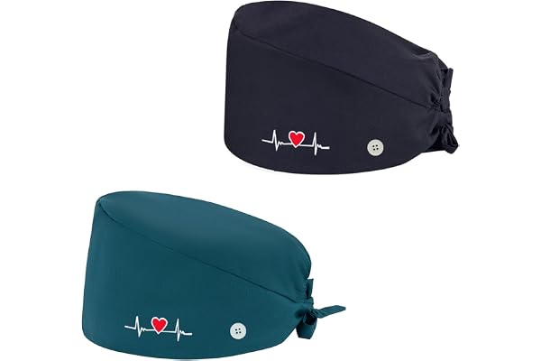 yolzhxe 2 stycken Op huva tyg, sjuksköterska keps med knapp unisex