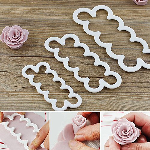 GOOTRADES Plastik Fondant Cutter Kuchen Gebäckpressen, Gartennelke/Rose, 2 Pack, 3 Stk mit 1 Pack, (Rose) - 5