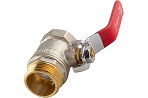 konst-install Kugelhahn Messing mit Hebelgriff 3/4" (AG Ø 26,4mm x IG Ø 24,1mm), Aussengewinde/Innengewinde, bis zu 16 bar, Absperrhahn, Auslaufhahn, Wasserversorgung, Zentralheizung