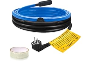 Pipe Heating Cable for Pipe Frost Protection, Ci-Fotto Self-Regulating Heating Cable with Built-in Thermostat to Protect Water Pipes, Metal/Plastic House Pipes, Gutters, Willow Troughs (1 m, 25 W/M)