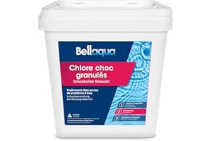 Bellaqua Chlore Choc Piscine 5kg – Traitement Choc Puissant – Granulés de Chlore Choc Rapide pour Piscine – Désinfection Immédiate Eau Trouble ou Verte