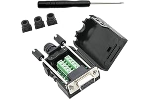 SHANFEILU Connecteur DB9 vers câble sans soudure RS232 D-SUB femelle adaptateur série 9 broches noyau en caoutchouc noir avec étui, tournevis, boulons longs