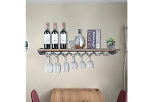 HARBIN-STAR Étagère à vin en bois - Étagère à vin - Pour cuisine, bar, étagère murale - Style rustique - Cadeau vintage