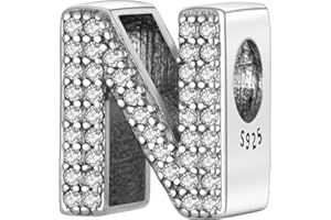 Jokmeo Ciondolo charm con lettere dall'A alla Z per donne in argento 925 puro, compatibile con bracciali e collari della marca Pandora e di stile europeo, adatto a donne e ragazze.ZM2