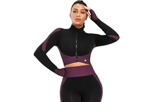 Leoyee Seamless Gradient Gym Sports Shirt Yoga Haut pour Les Femmes en Cours d'exécution de Travail T-Shirt à Manches Longues Top