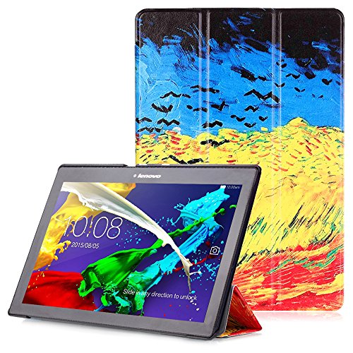 Lenovo Tab 2 A10 / Tab3 10 Plus / Tab3 10 Business Hülle - Schutzhülle mit Auto Aufwachen / Schlaf Funktion für Lenovo Tab 2 A10-30 / A10-70 / Tab3 10 Plus / Tab3 10 Business 10.1" Tablet, Weizenfeld