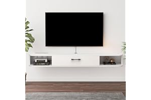 Pmnianhua Mueble de TV colgante para TV, mueble bajo para TV, banco de televisión, armario multimedia de pared, gran almacenamiento con 1 puerta y 2 armarios para salón, dormitorio y oficina (140 cm)