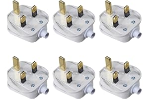 KC cable 13A fused plug, 3 Pin Plug 13 Amp Fused Mains Plugs UK Plug with Cord Grip Rewireable Heavy Duty Electrical Plug Durable for Home, Office Electrical Appliances and Devices (White 6 pack)